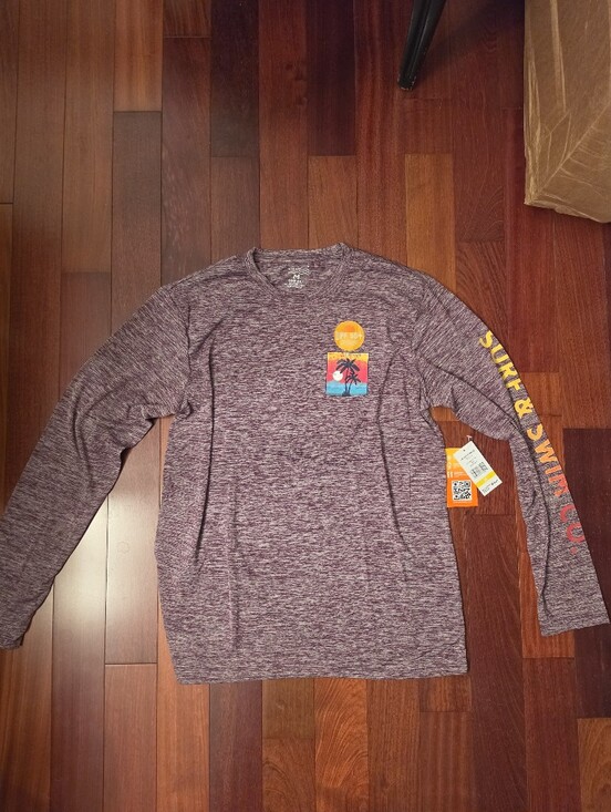 Surf and Swim Co Other - Surf And Swim Co Heathered Maroon Graphic Long Sleeve Performance Tee UPF50+ Nwt